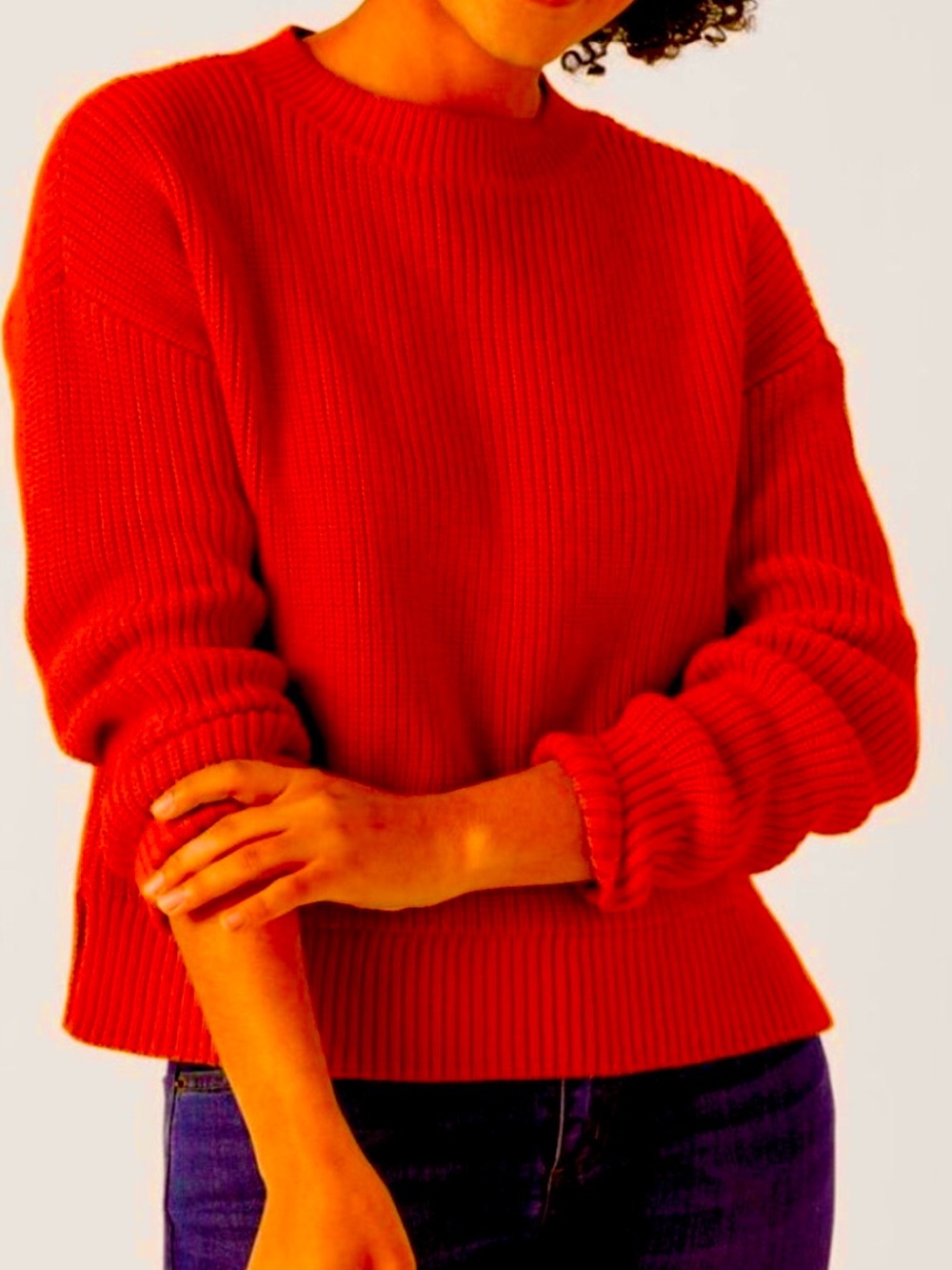 Duluth Trading Co Heritage Shaker Stitch Sweater Size L Red